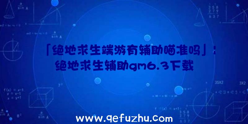 「绝地求生端游有辅助瞄准吗」|绝地求生辅助gm6.3下载